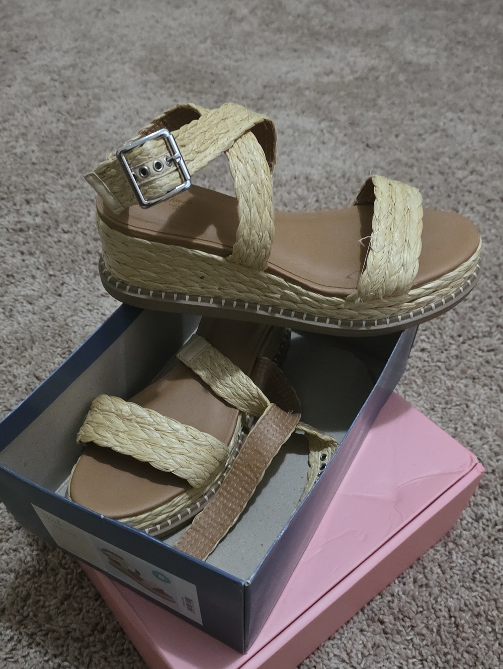 Universal Thread Woven Straw Platform Espadrille Sandals - Beige